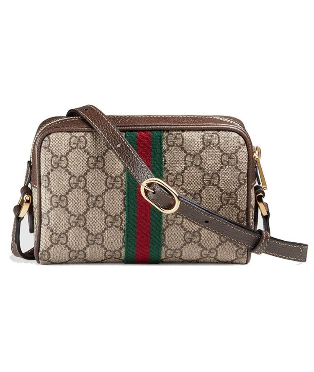 GUCCI Бежевая сумка через плечо из канвы, фото 2