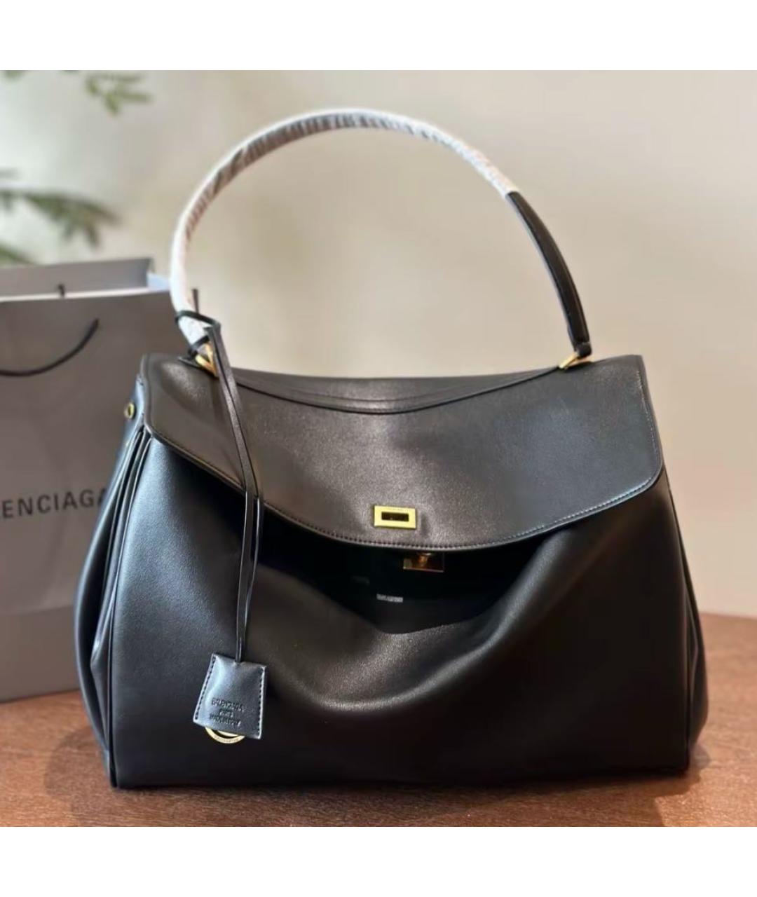 BALENCIAGA Черная кожаная сумка тоут, фото 5