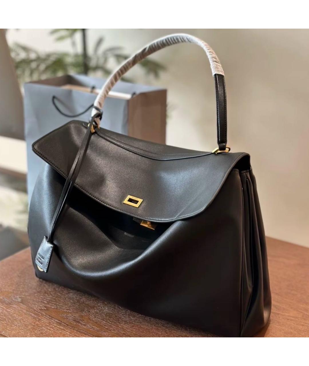 BALENCIAGA Черная кожаная сумка тоут, фото 6