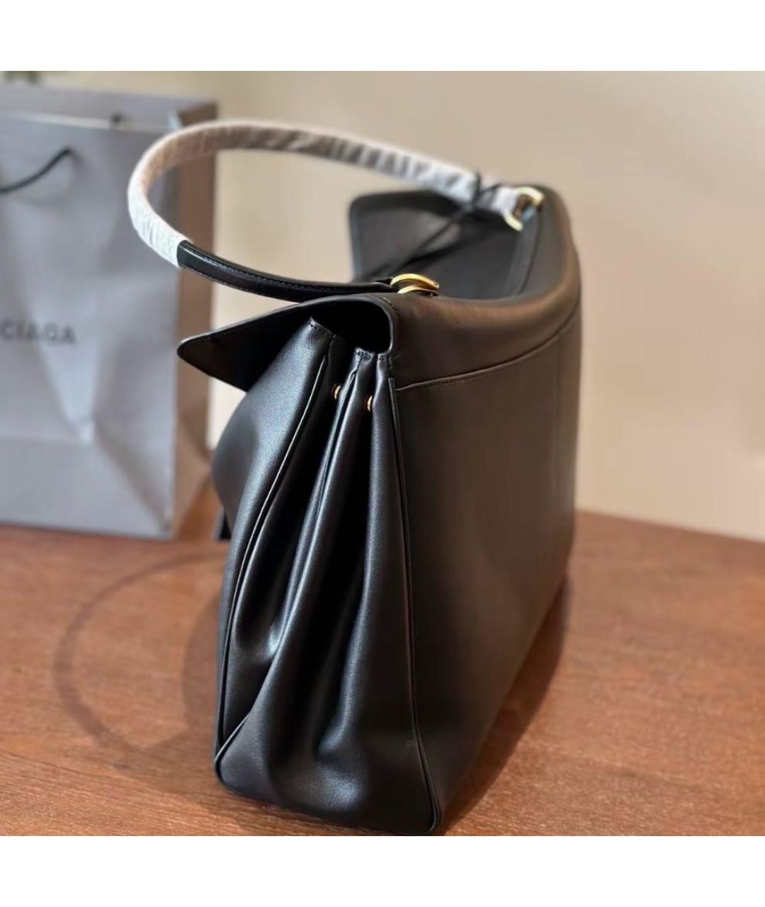 BALENCIAGA Черная кожаная сумка тоут, фото 7