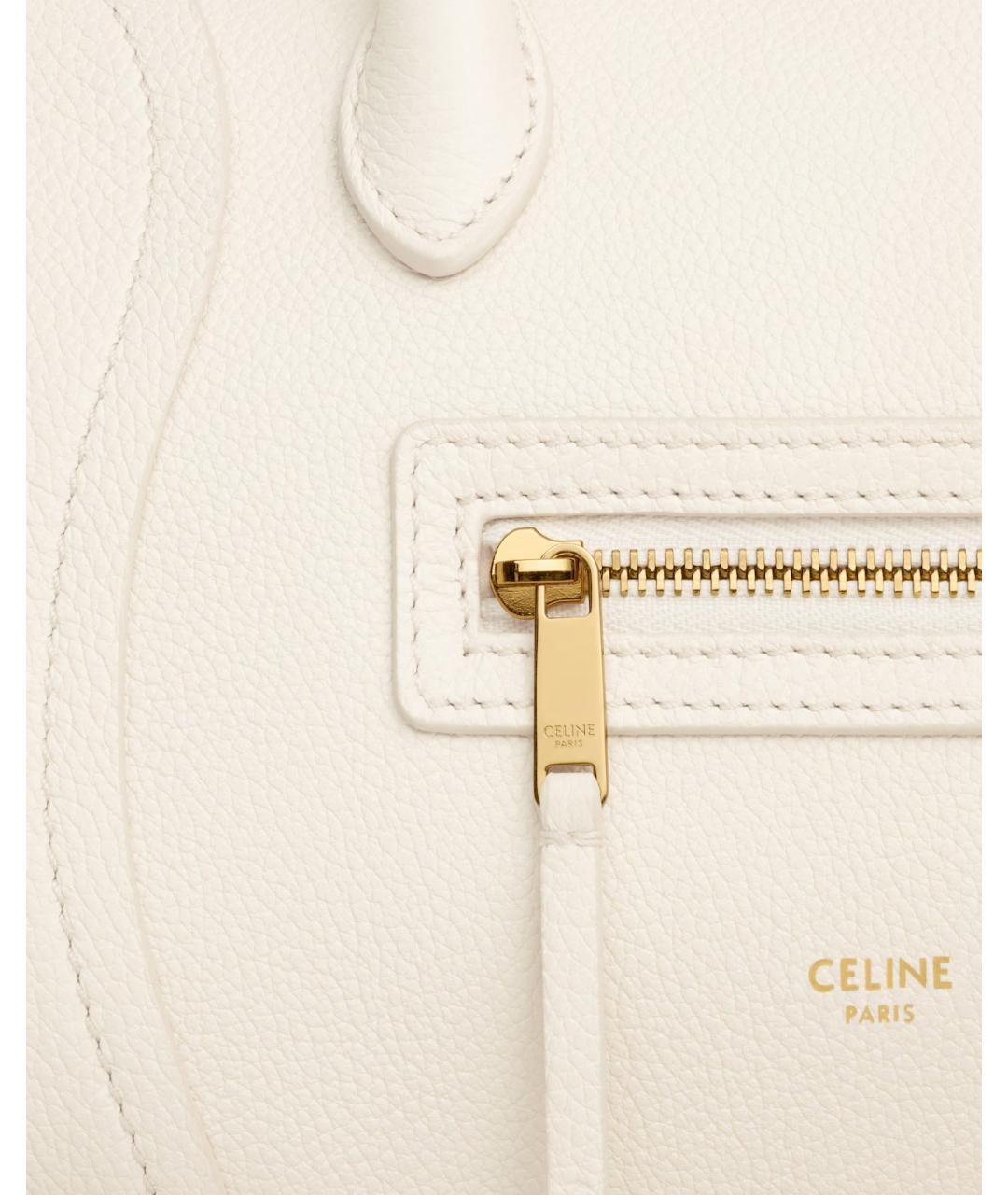 CELINE Белая кожаная сумка тоут, фото 4