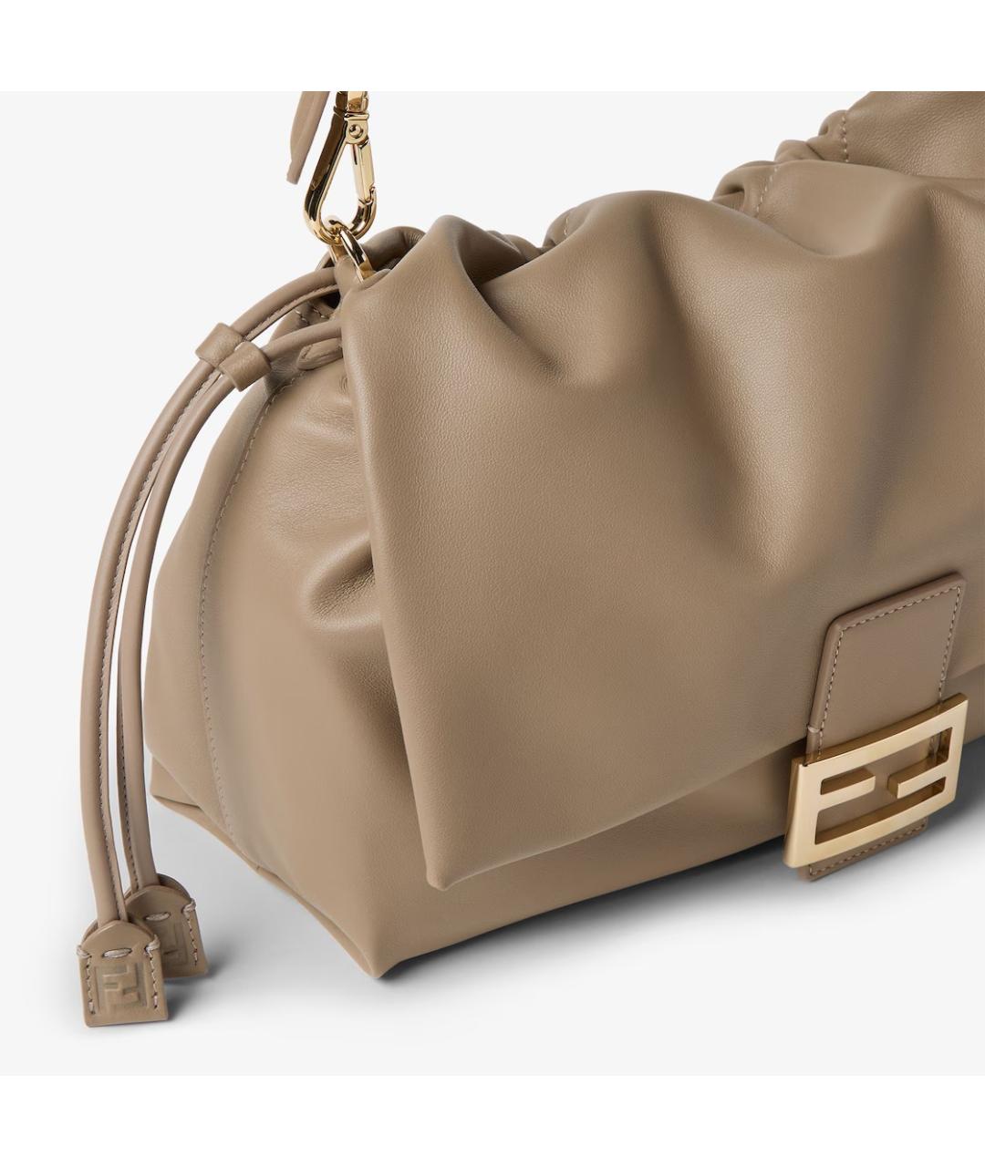 FENDI Бежевая кожаная сумка через плечо, фото 5