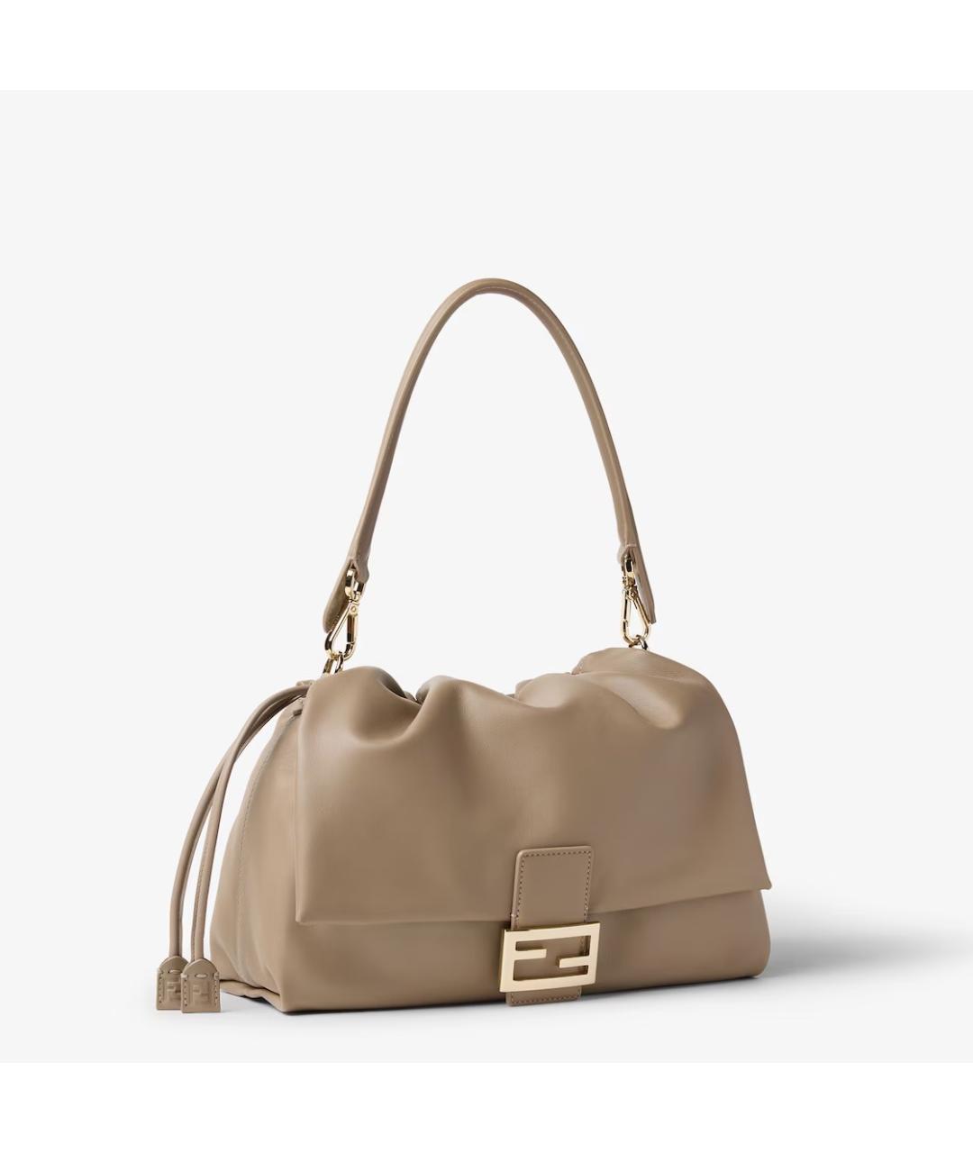 FENDI Бежевая кожаная сумка через плечо, фото 2