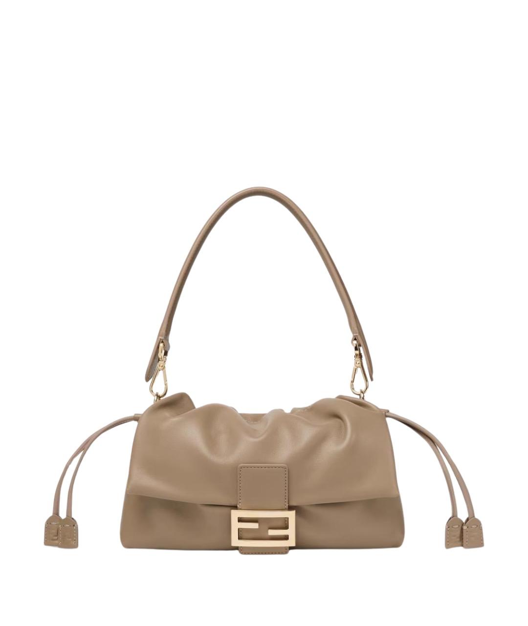 FENDI Бежевая кожаная сумка через плечо, фото 1