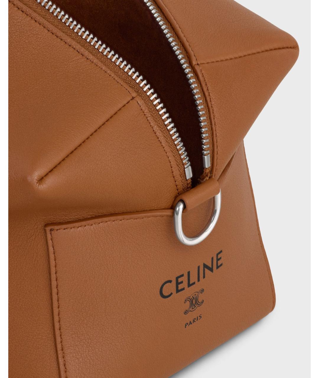 CELINE Коричневая кожаная сумка на плечо, фото 5