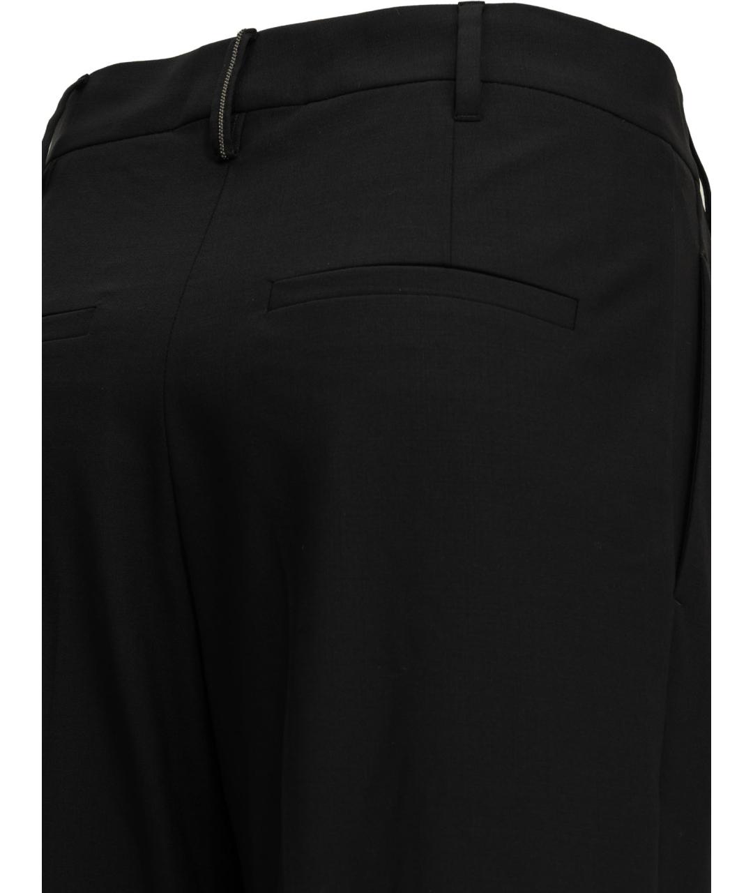 BRUNELLO CUCINELLI Черные шерстяные прямые брюки, фото 4