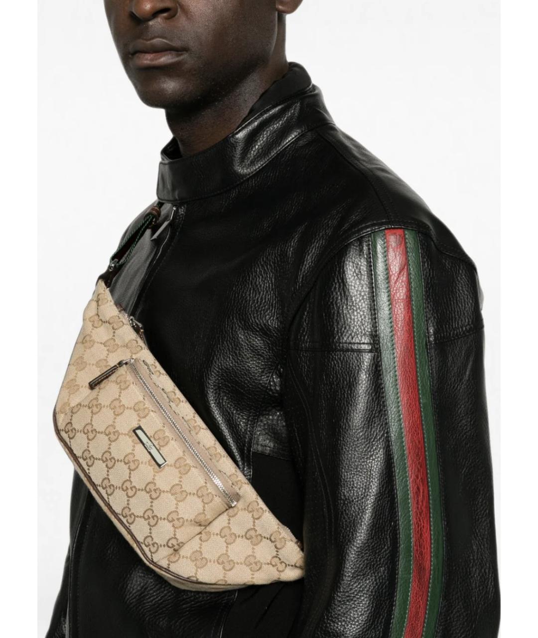 GUCCI Бежевая поясная сумка из канвы, фото 3