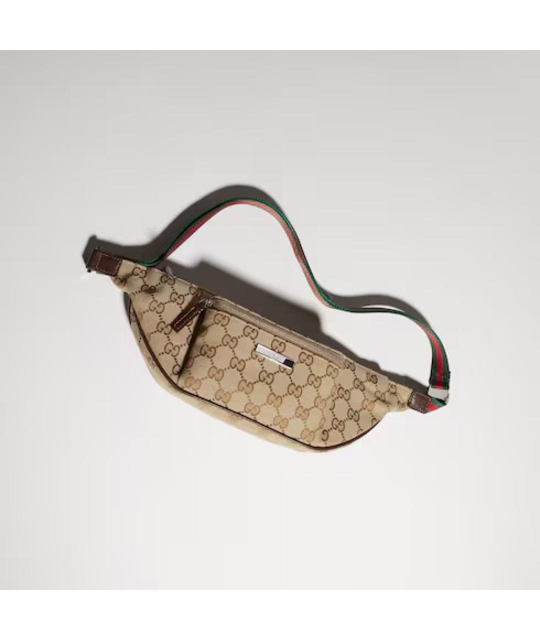GUCCI Бежевая поясная сумка из канвы, фото 2