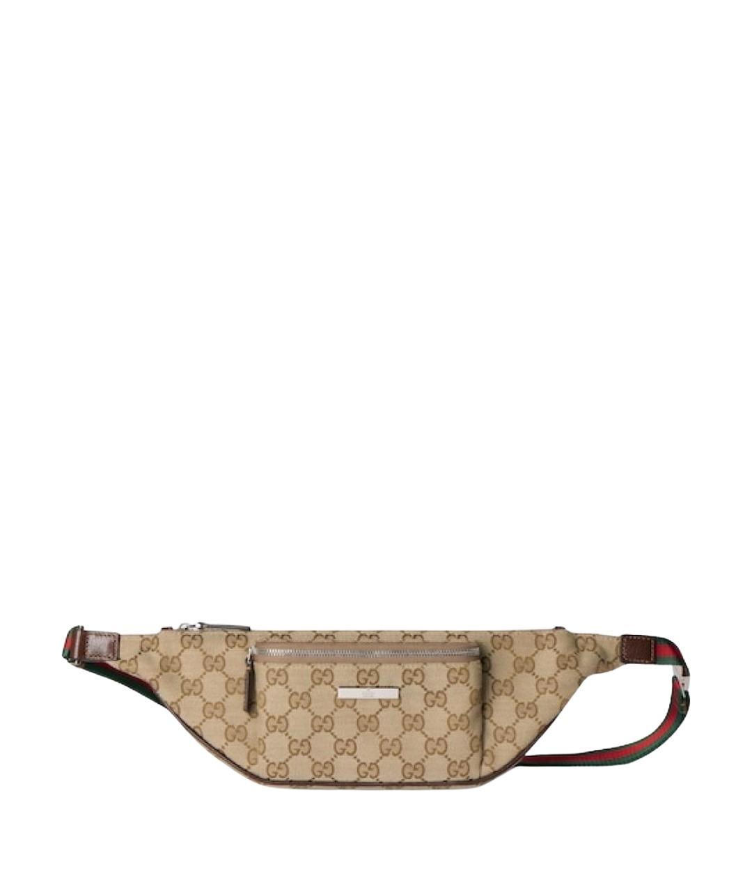 GUCCI Бежевая поясная сумка из канвы, фото 1