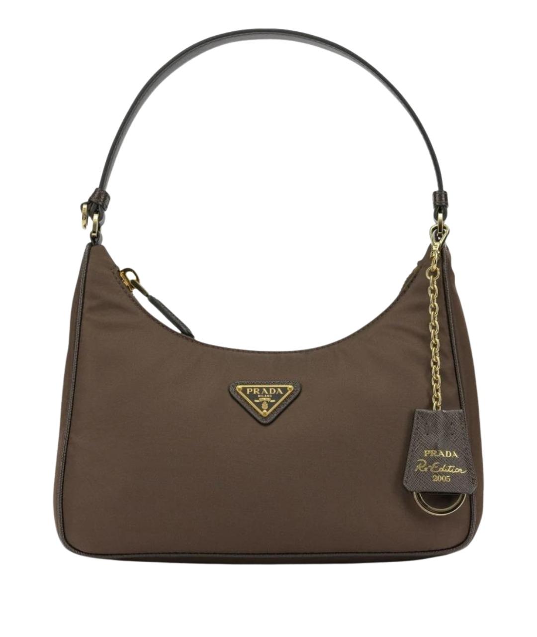 PRADA Коричневая синтетическая сумка с короткими ручками, фото 1