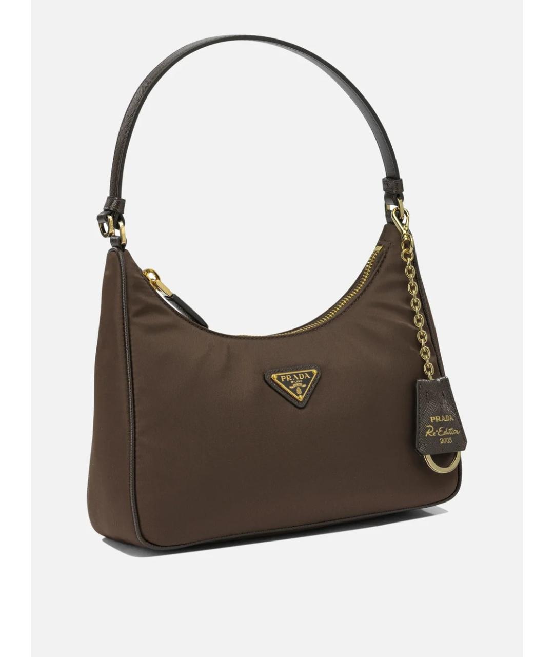 PRADA Коричневая синтетическая сумка с короткими ручками, фото 2