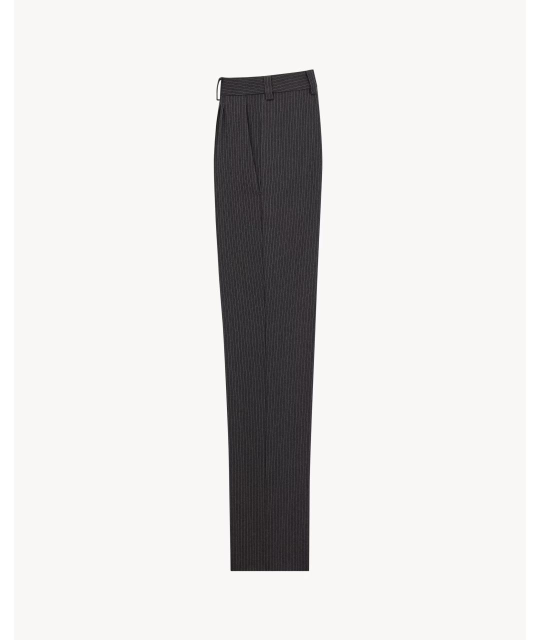 SAINT LAURENT Серые шерстяные повседневные брюки, фото 2