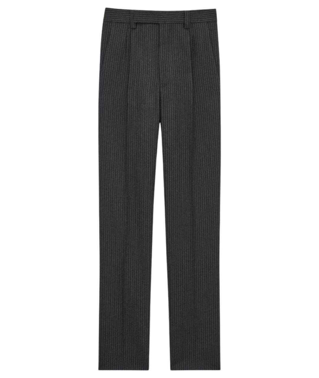 SAINT LAURENT Серые шерстяные повседневные брюки, фото 1