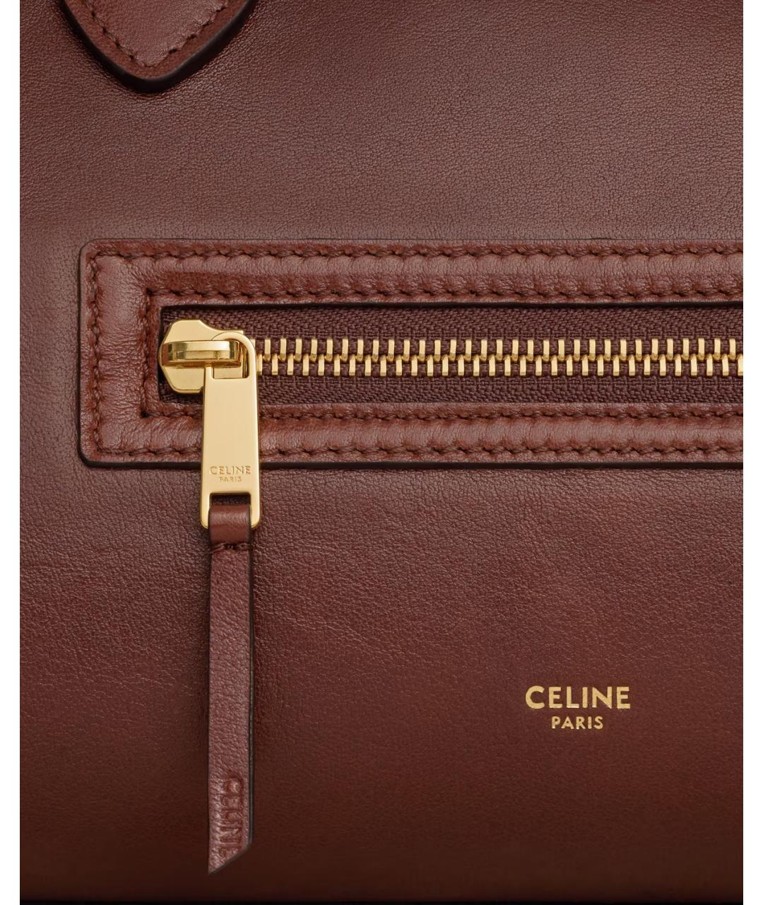 CELINE Коричневая кожаная сумка тоут, фото 5