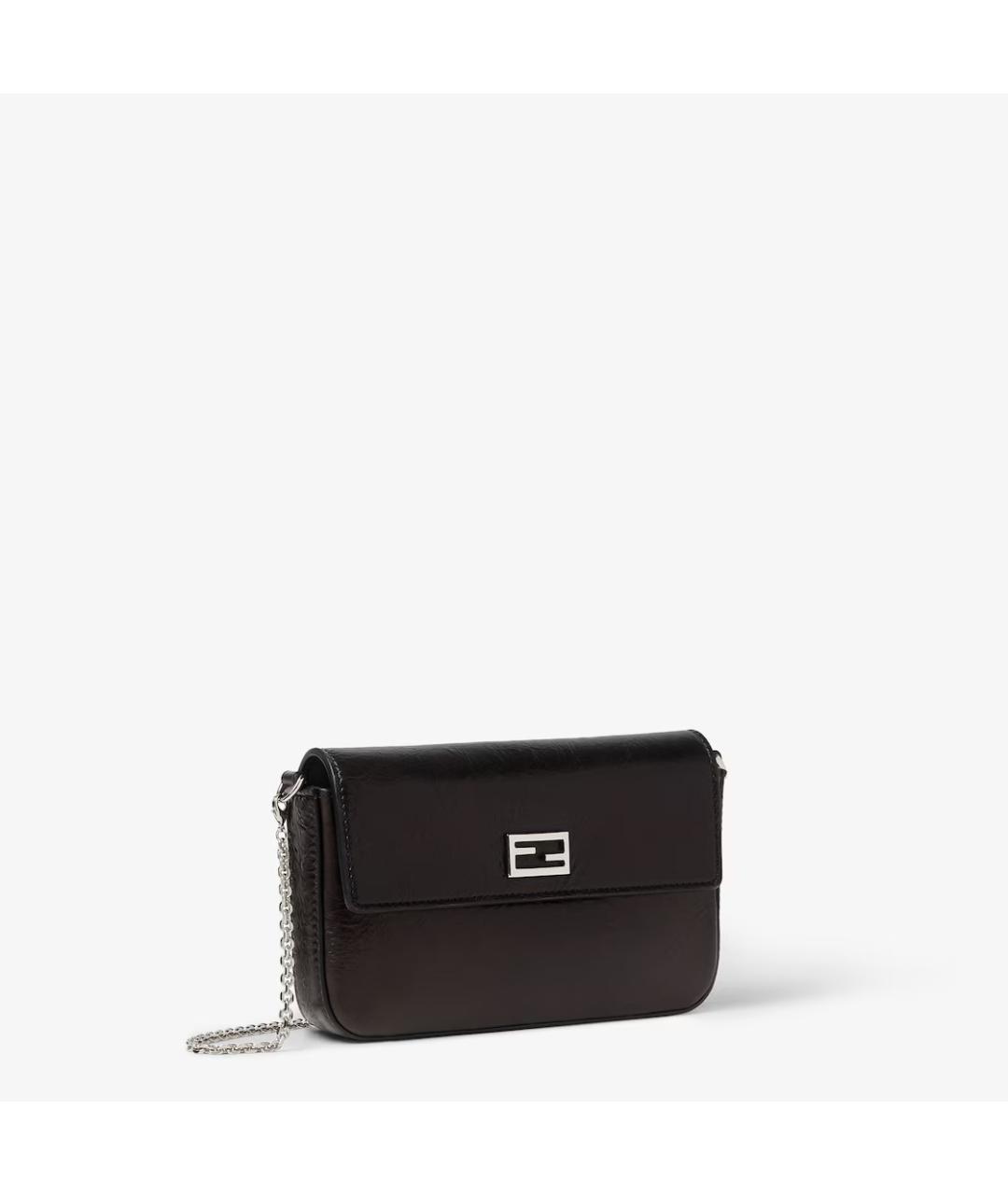 FENDI Черная кожаная сумка через плечо, фото 2