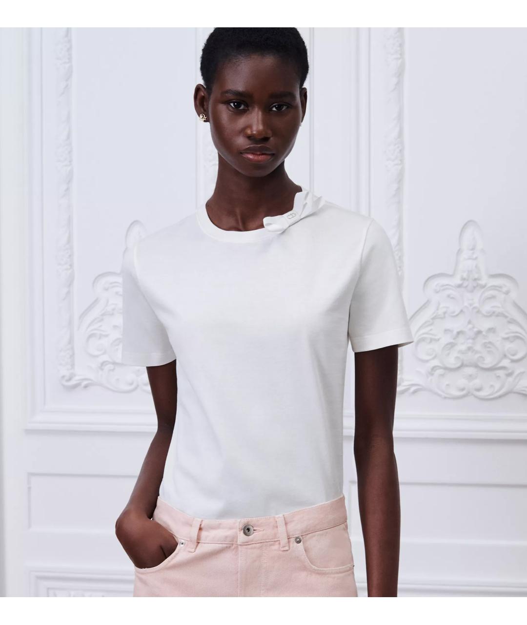CHRISTIAN DIOR Белая хлопковая футболка, фото 2