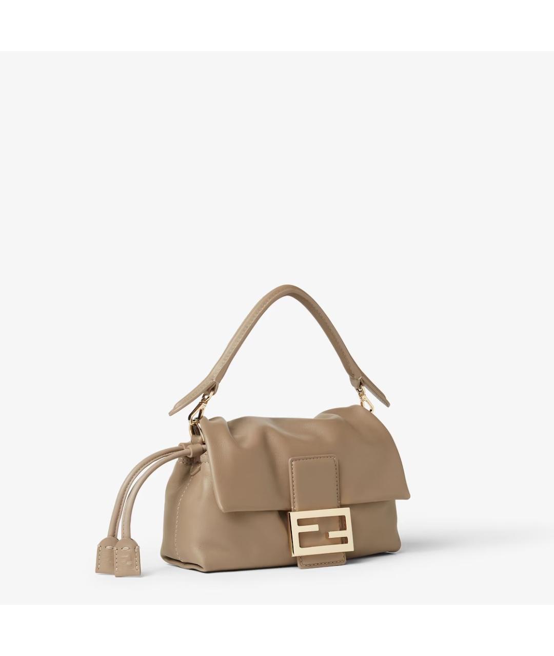 FENDI Бежевая кожаная сумка через плечо, фото 2