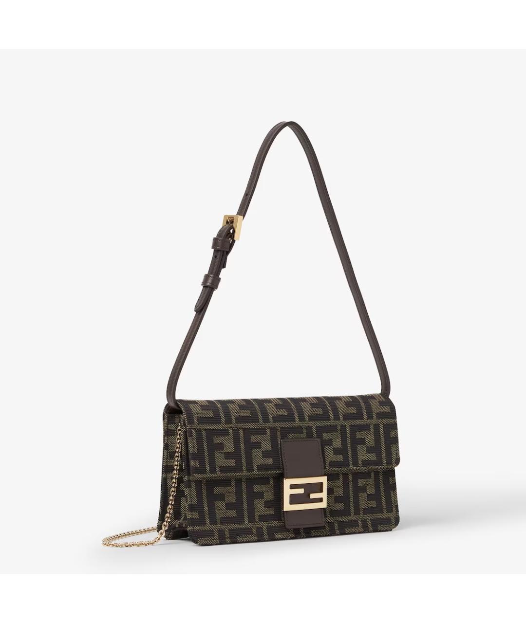 FENDI Коричневая синтетическая сумка через плечо, фото 2