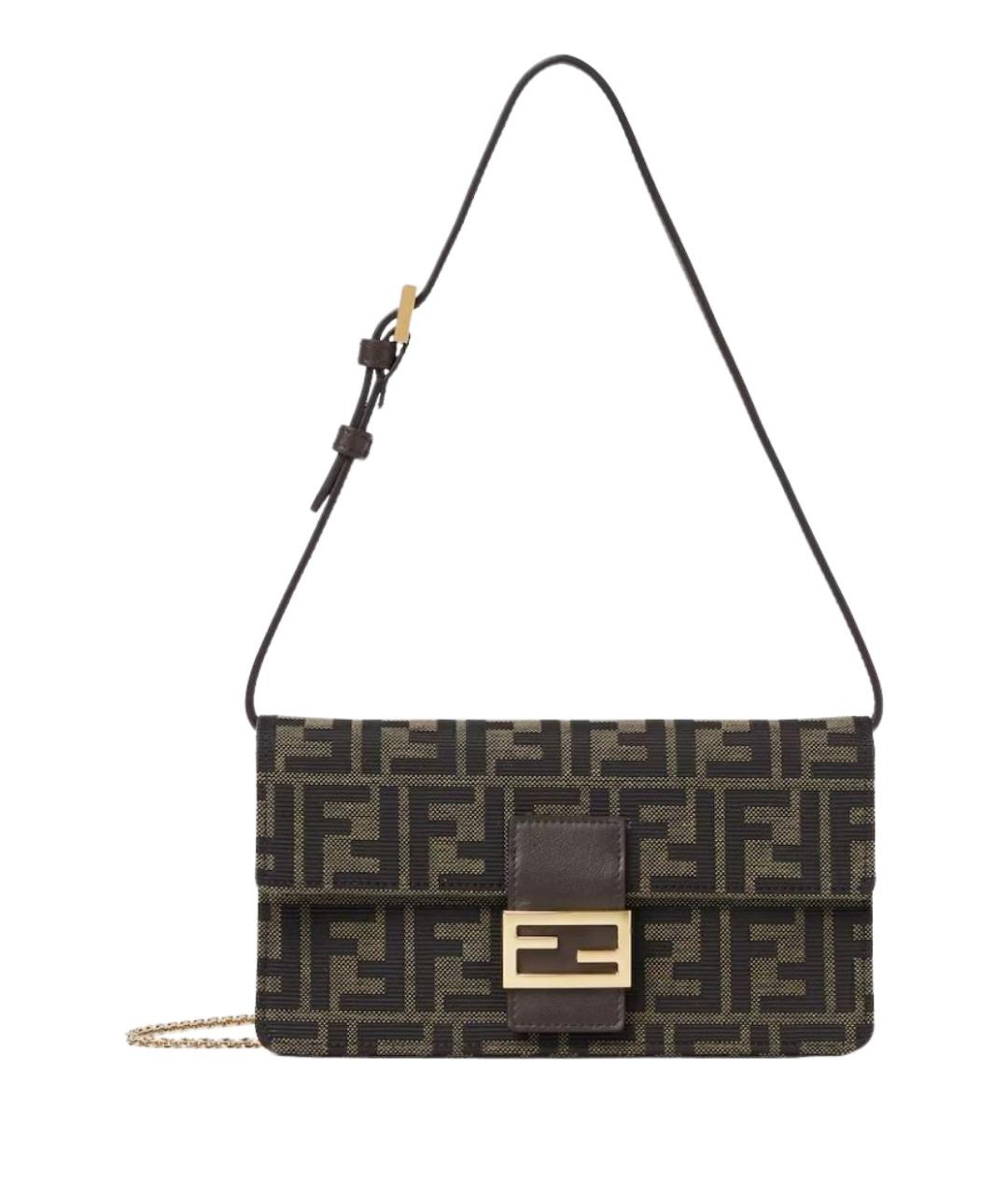 FENDI Коричневая синтетическая сумка через плечо, фото 1