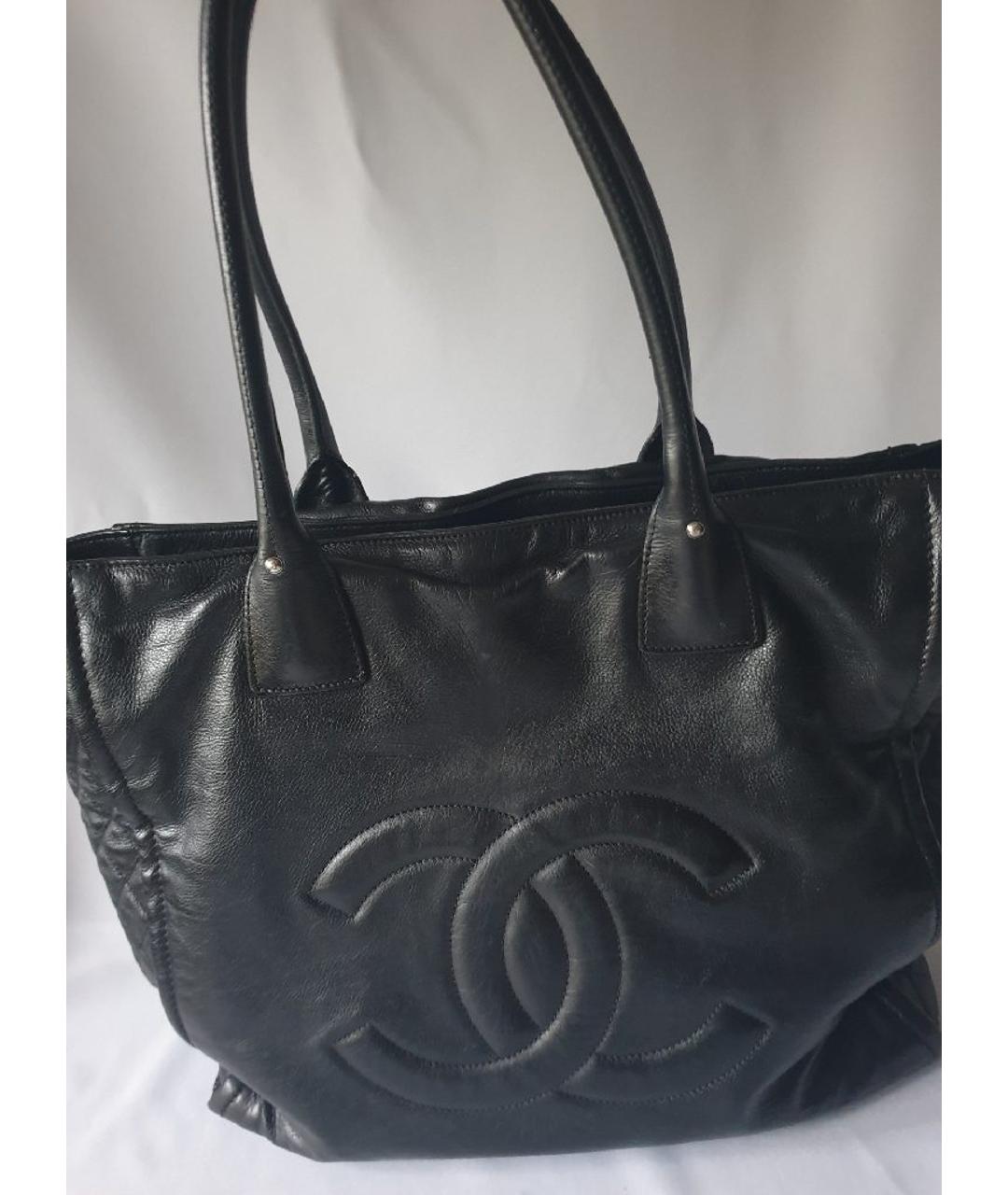 CHANEL PRE-OWNED Черная кожаная сумка тоут, фото 6