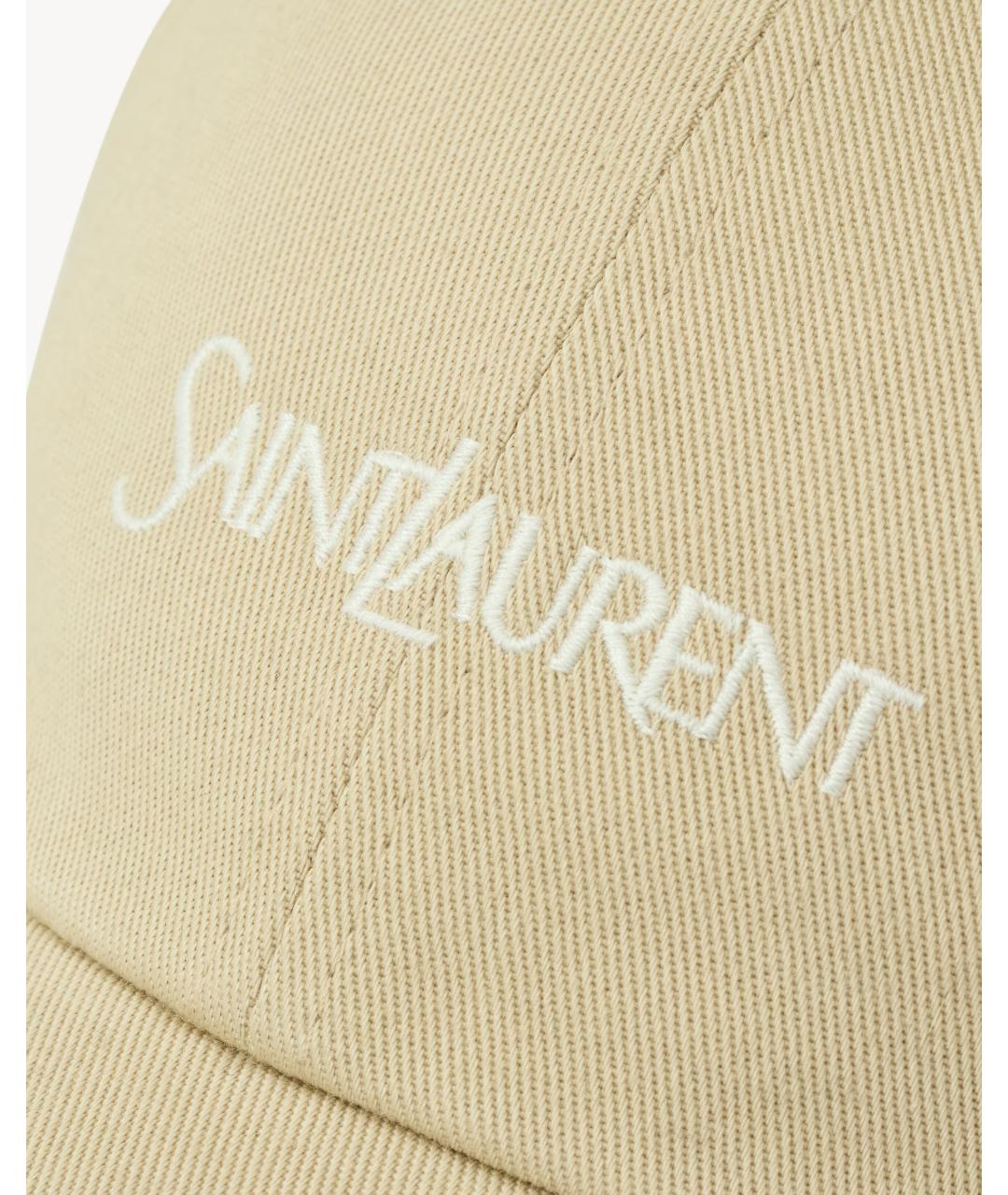 SAINT LAURENT Бежевая хлопковая кепка, фото 4