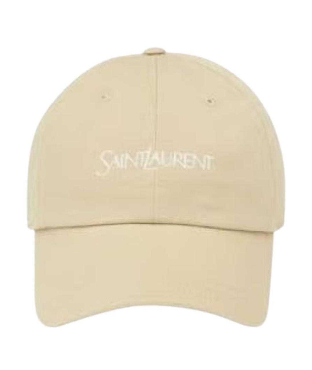 SAINT LAURENT Бежевая хлопковая кепка, фото 1