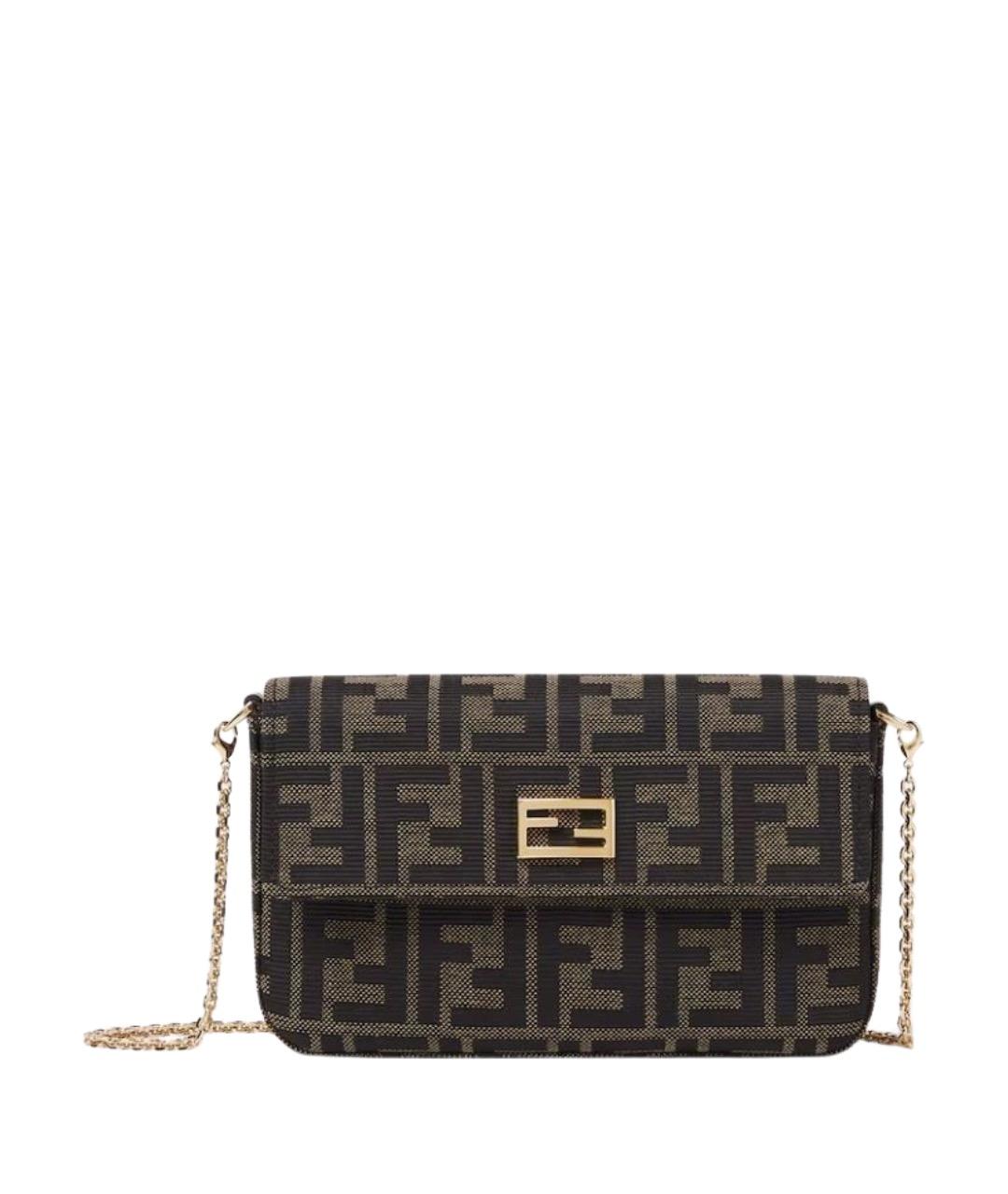 FENDI Коричневая тканевая сумка через плечо, фото 1