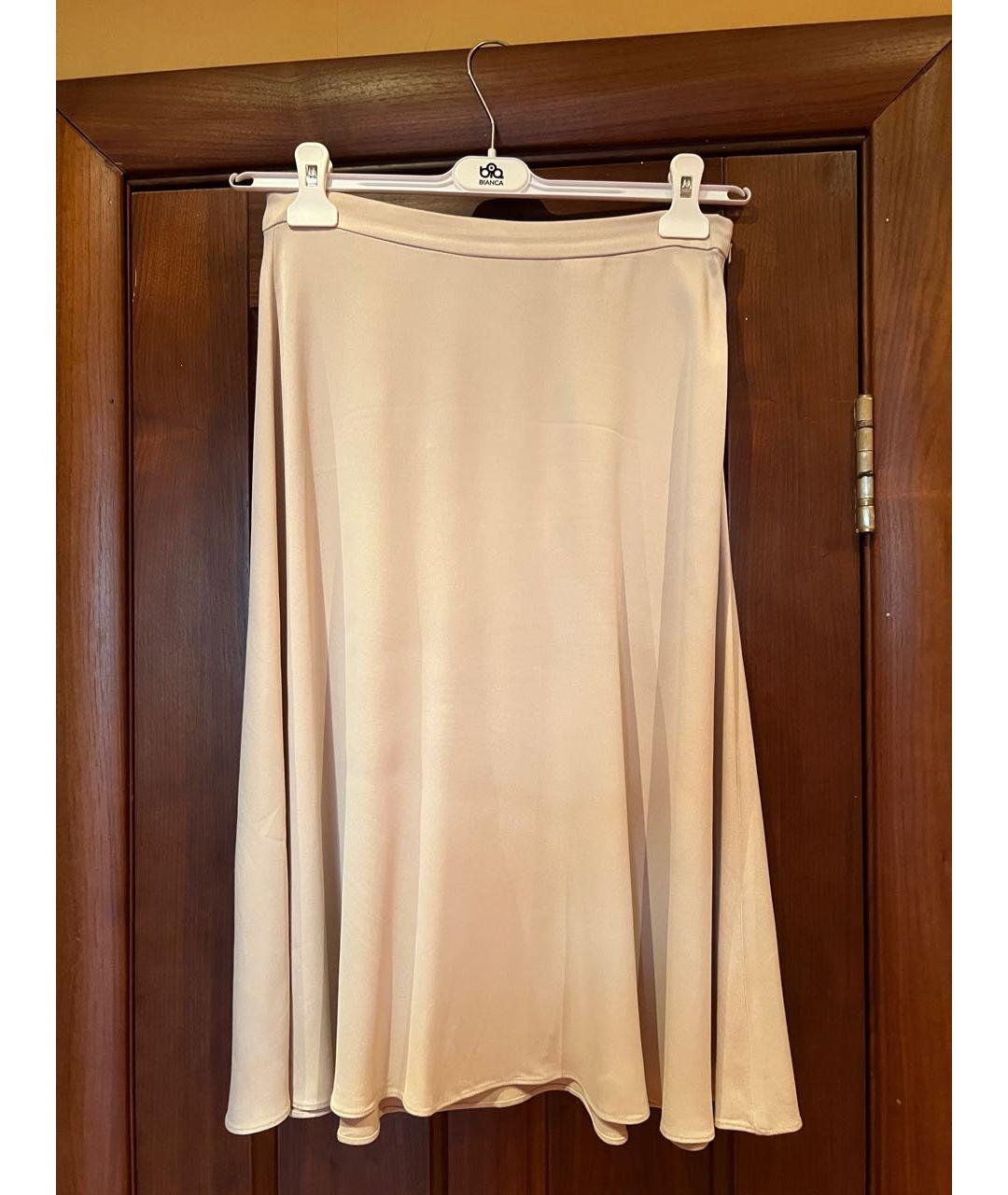MICHAEL MICHAEL KORS Бежевая креповая юбка миди, фото 4