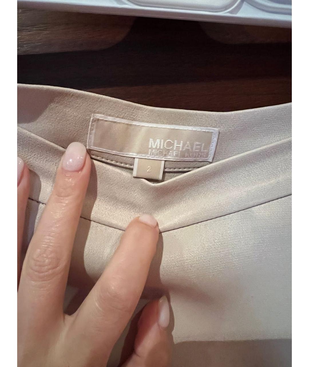 MICHAEL MICHAEL KORS Бежевая креповая юбка миди, фото 3