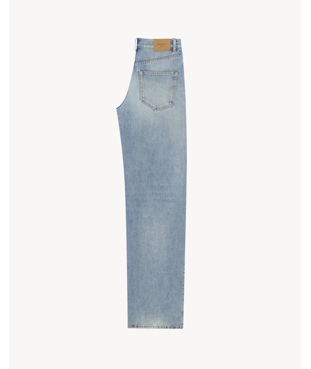 SAINT LAURENT Голубые хлопковые прямые джинсы, фото 2