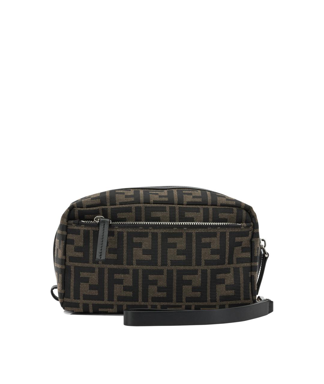 FENDI Коричневая тканевая барсетка, фото 3