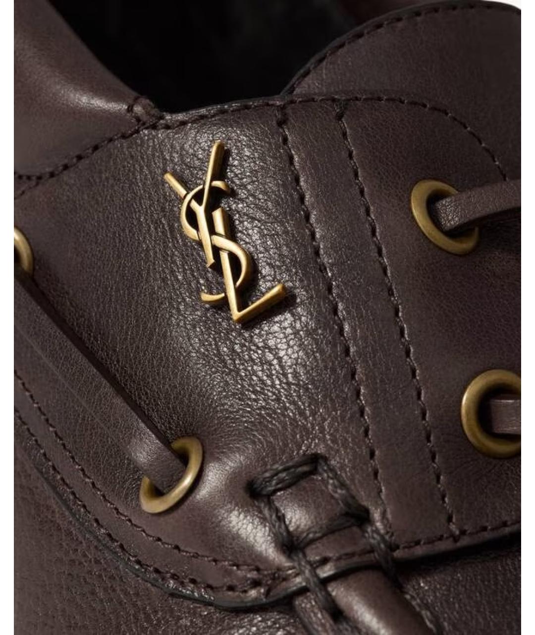 SAINT LAURENT Коричневые кожаные лоферы, фото 4