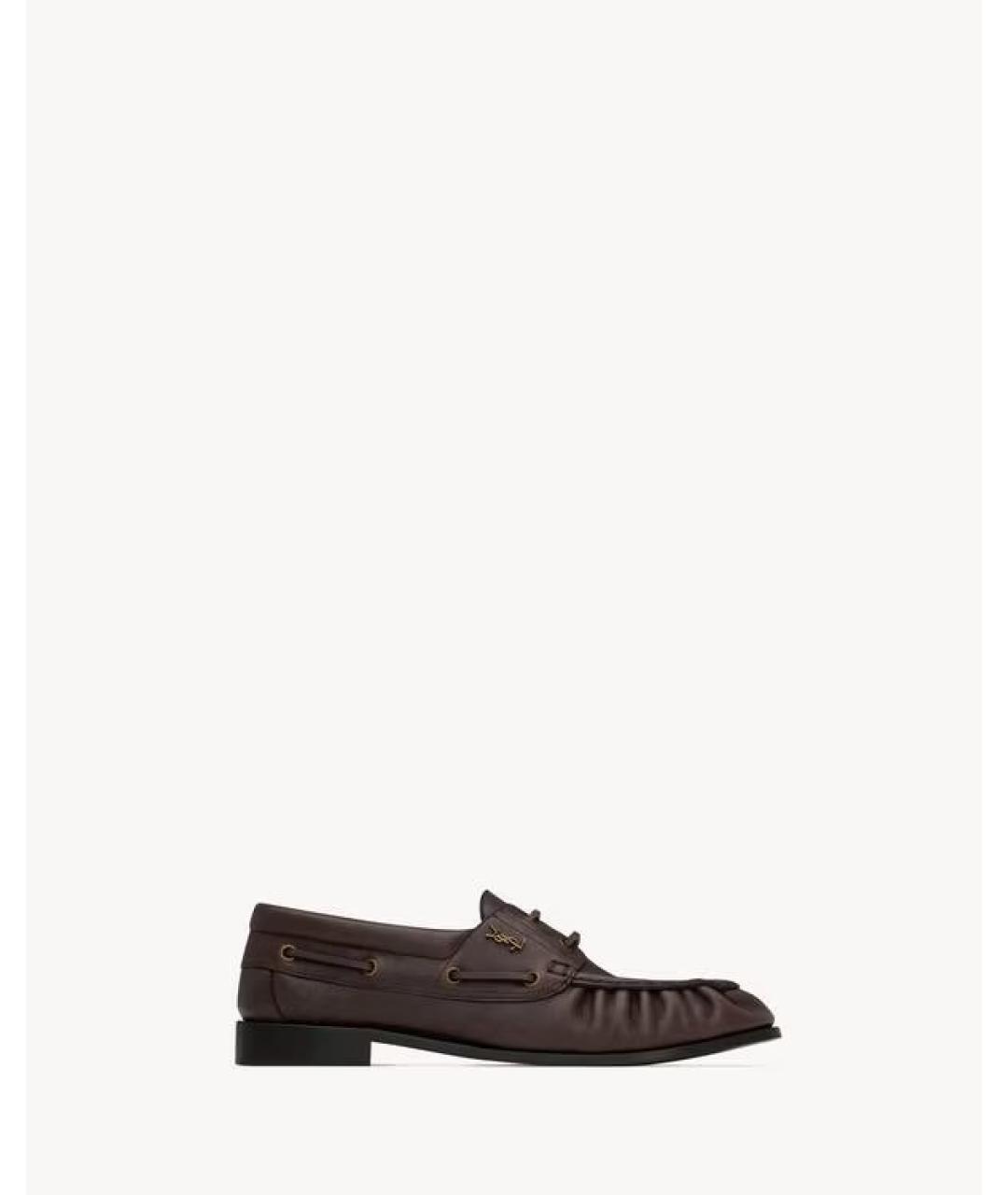 SAINT LAURENT Коричневые кожаные лоферы, фото 5