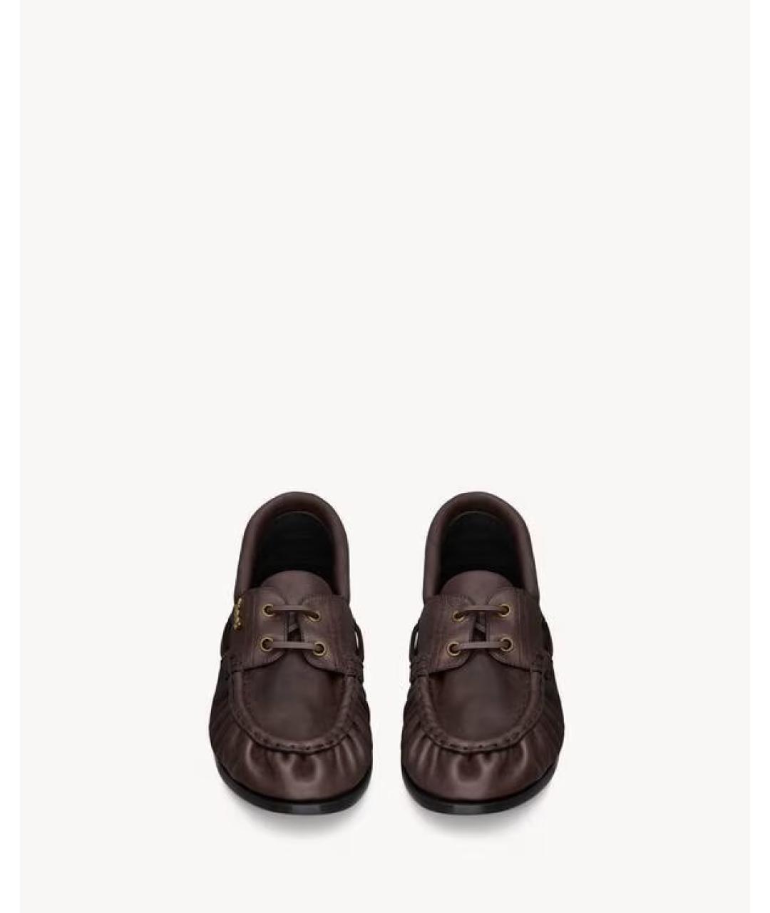 SAINT LAURENT Коричневые кожаные лоферы, фото 3