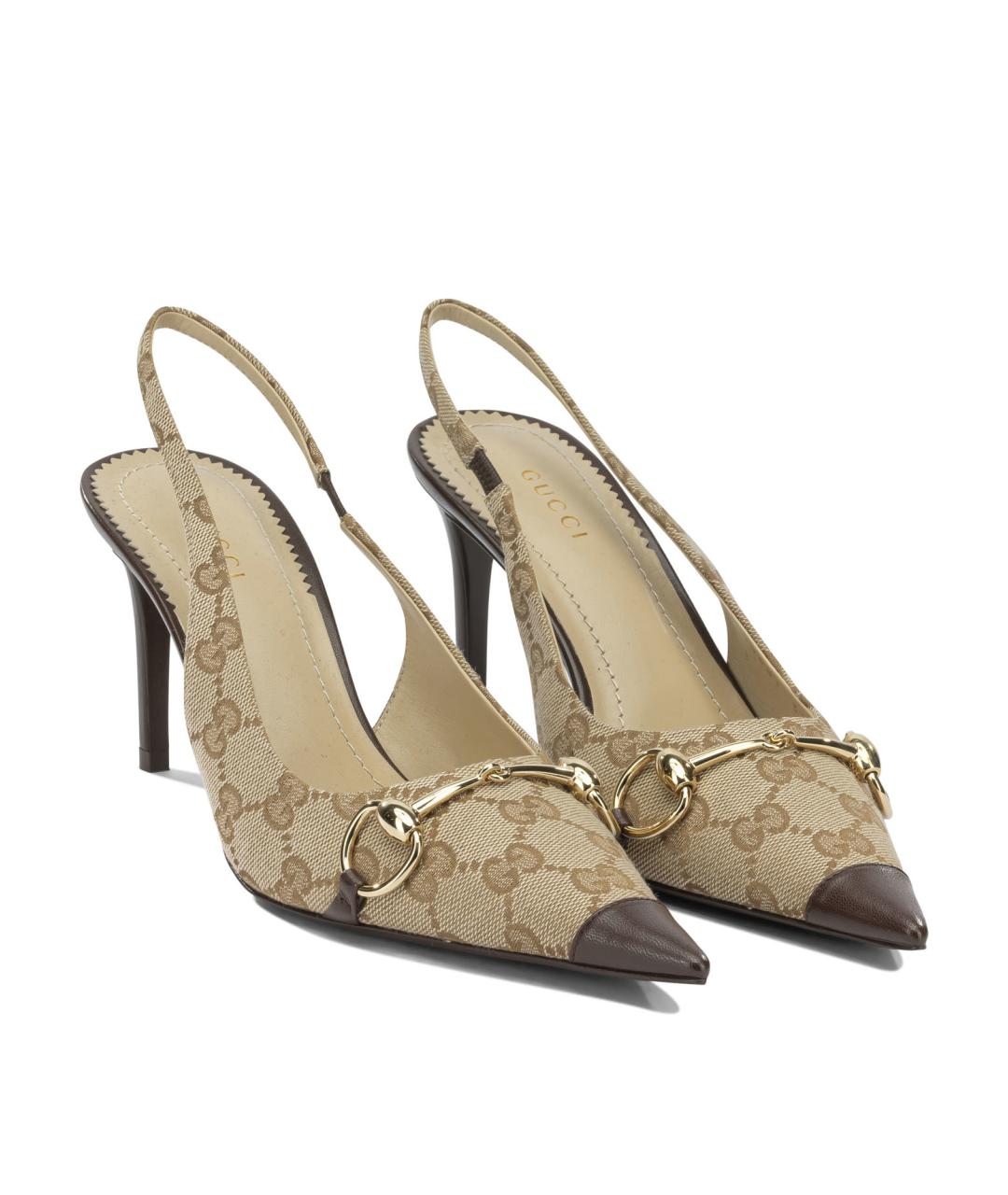 GUCCI Бежевые текстильные туфли, фото 2