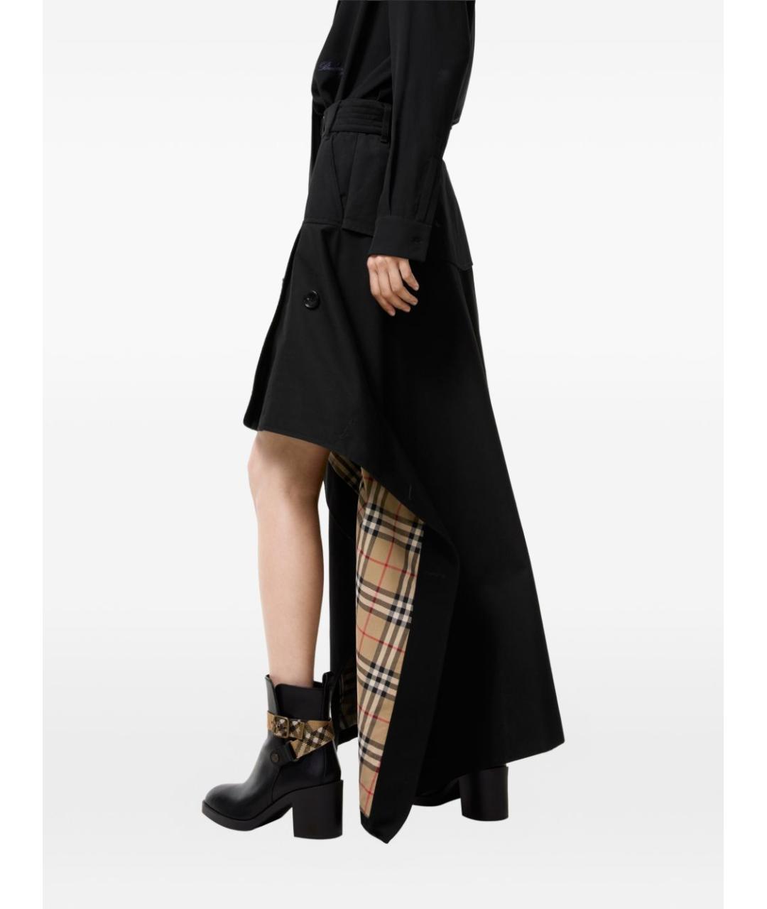 BURBERRY Черная хлопковая юбка миди, фото 2