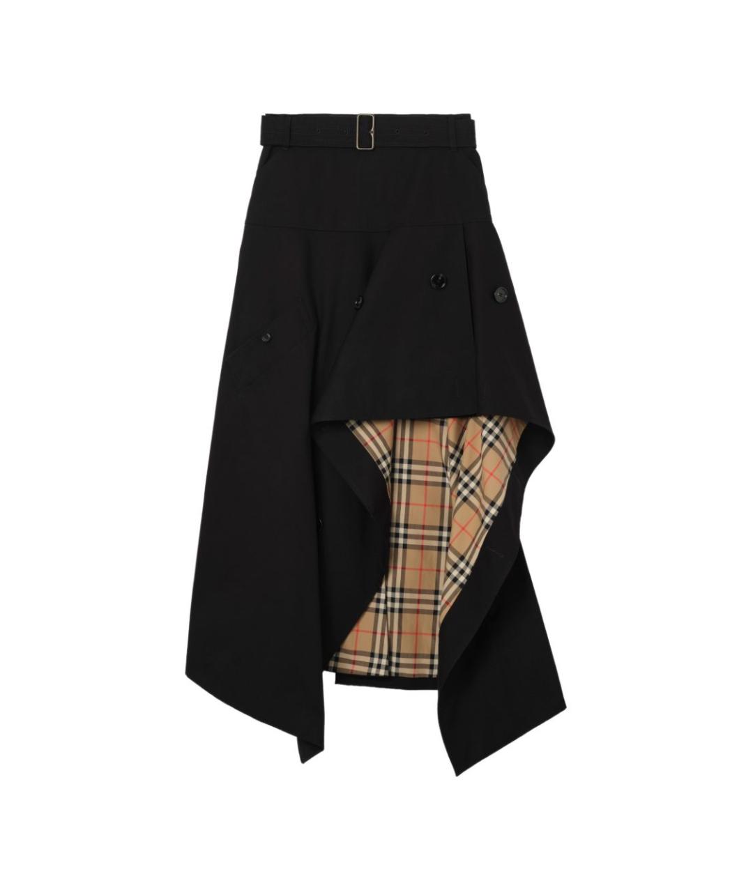 BURBERRY Черная хлопковая юбка миди, фото 1