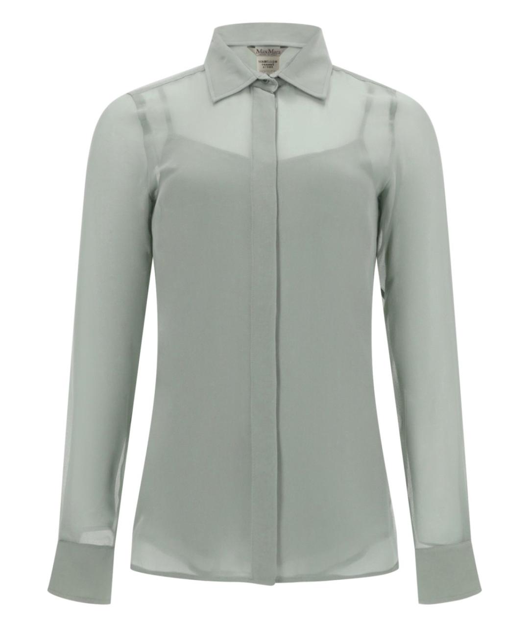 MAX MARA Зеленая шелковая рубашка, фото 1