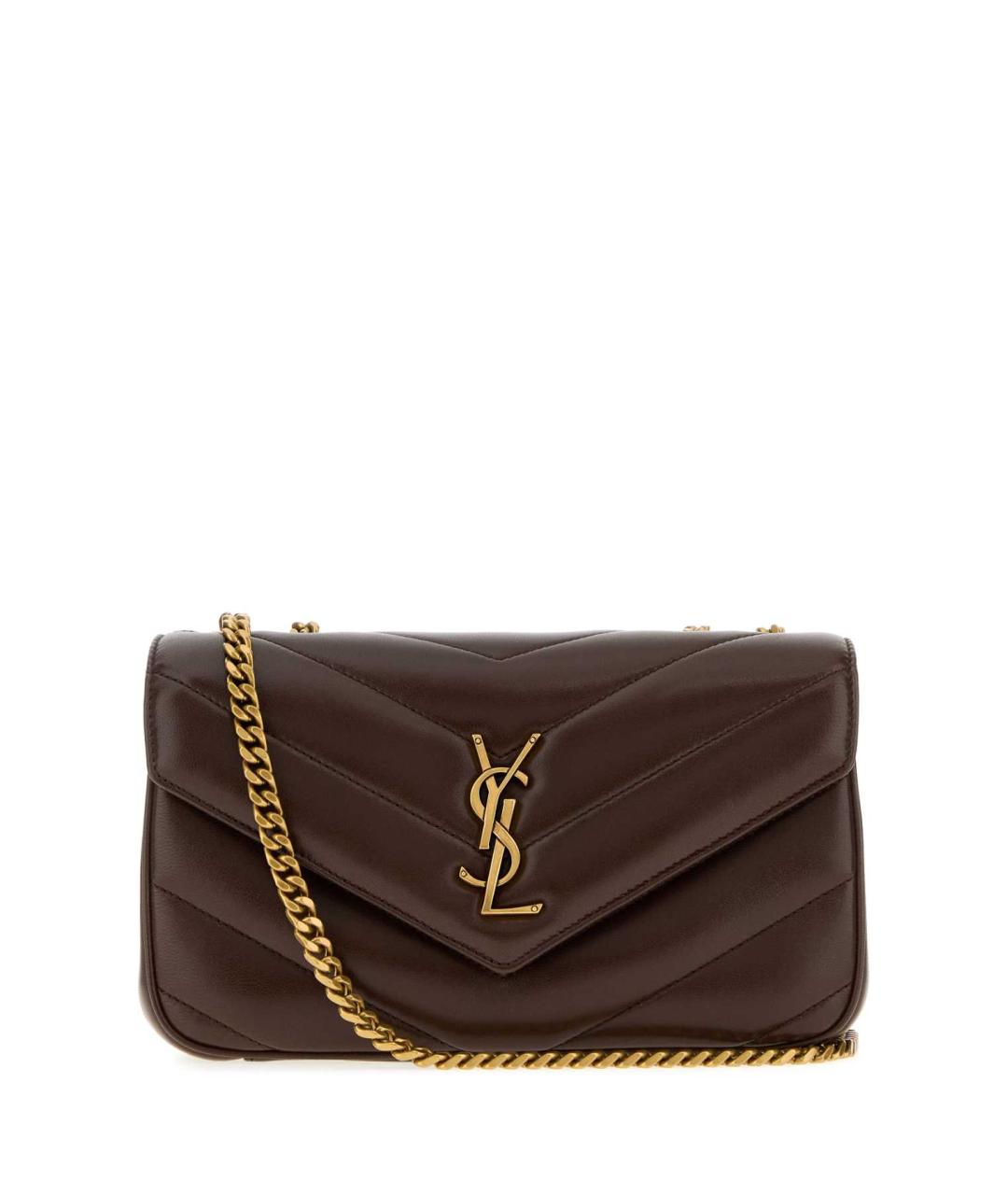 SAINT LAURENT Коричневая кожаная сумка через плечо, фото 1