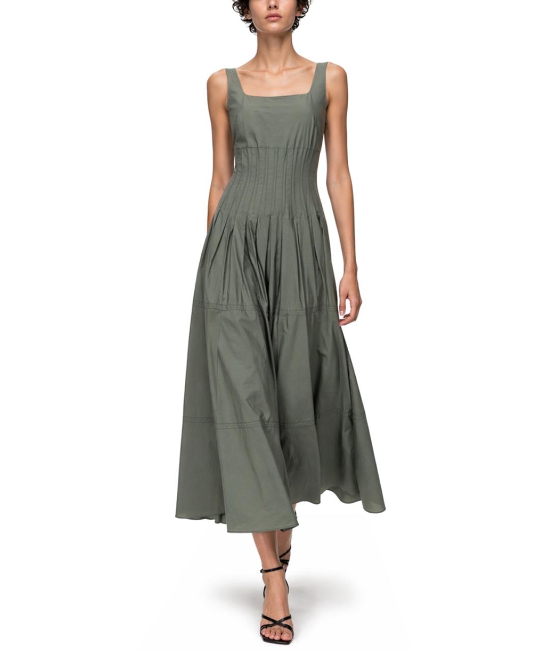 MAX MARA Зеленое хлопковое повседневное платье, фото 2