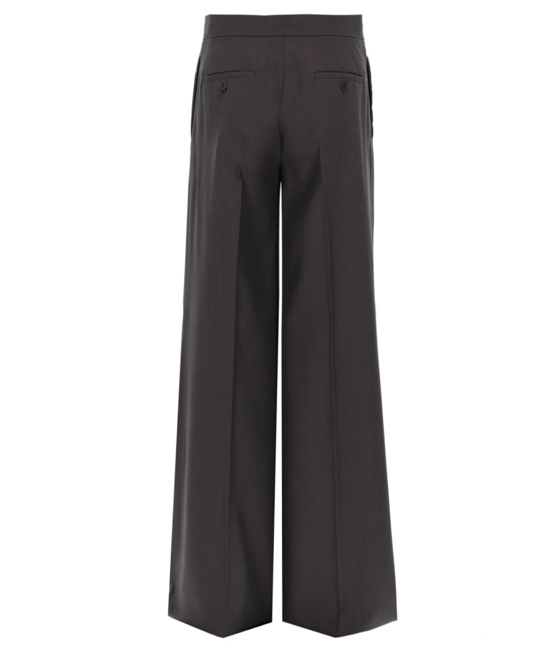 MAX MARA Серые шерстяные прямые брюки, фото 3