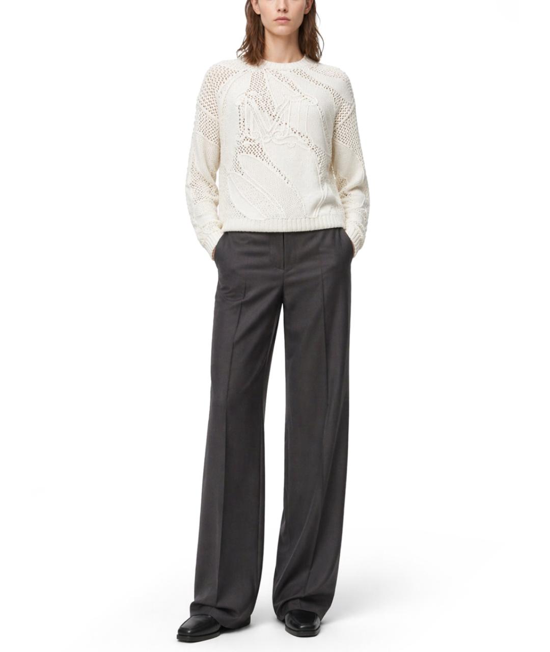 MAX MARA Серые шерстяные прямые брюки, фото 2