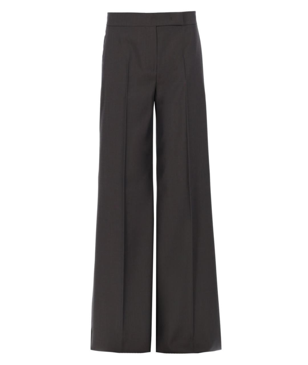 MAX MARA Серые шерстяные прямые брюки, фото 1