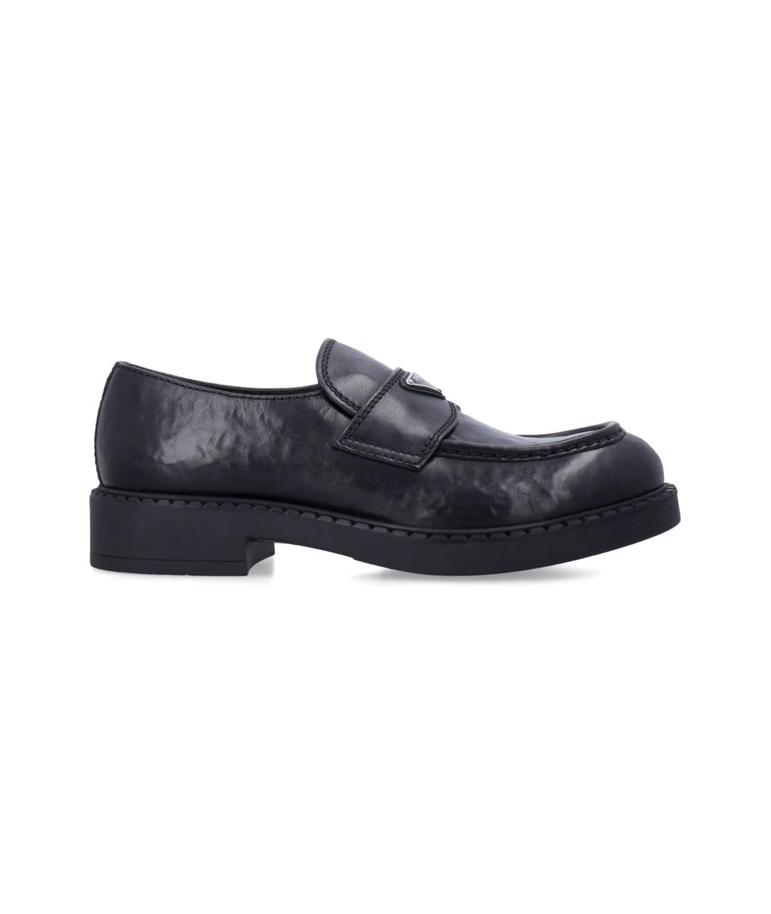 PRADA Черные кожаные лоферы, фото 1