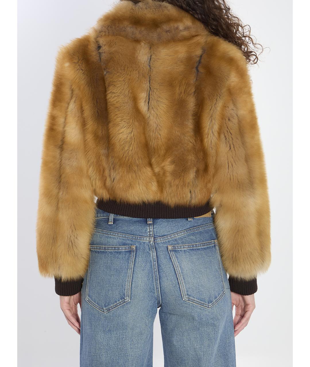 SAINT LAURENT Бежевая меховая куртка, фото 4