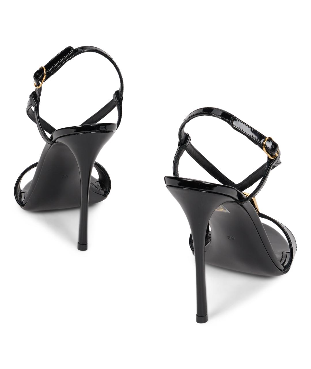 DOLCE&GABBANA Черные кожаные босоножки, фото 4