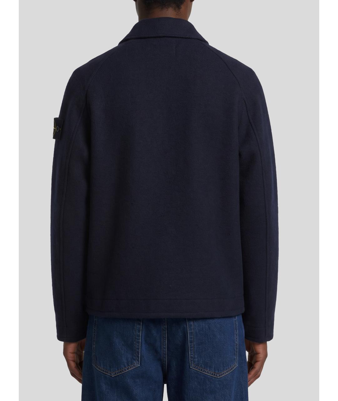 STONE ISLAND Темно-синяя шерстяная куртка, фото 4
