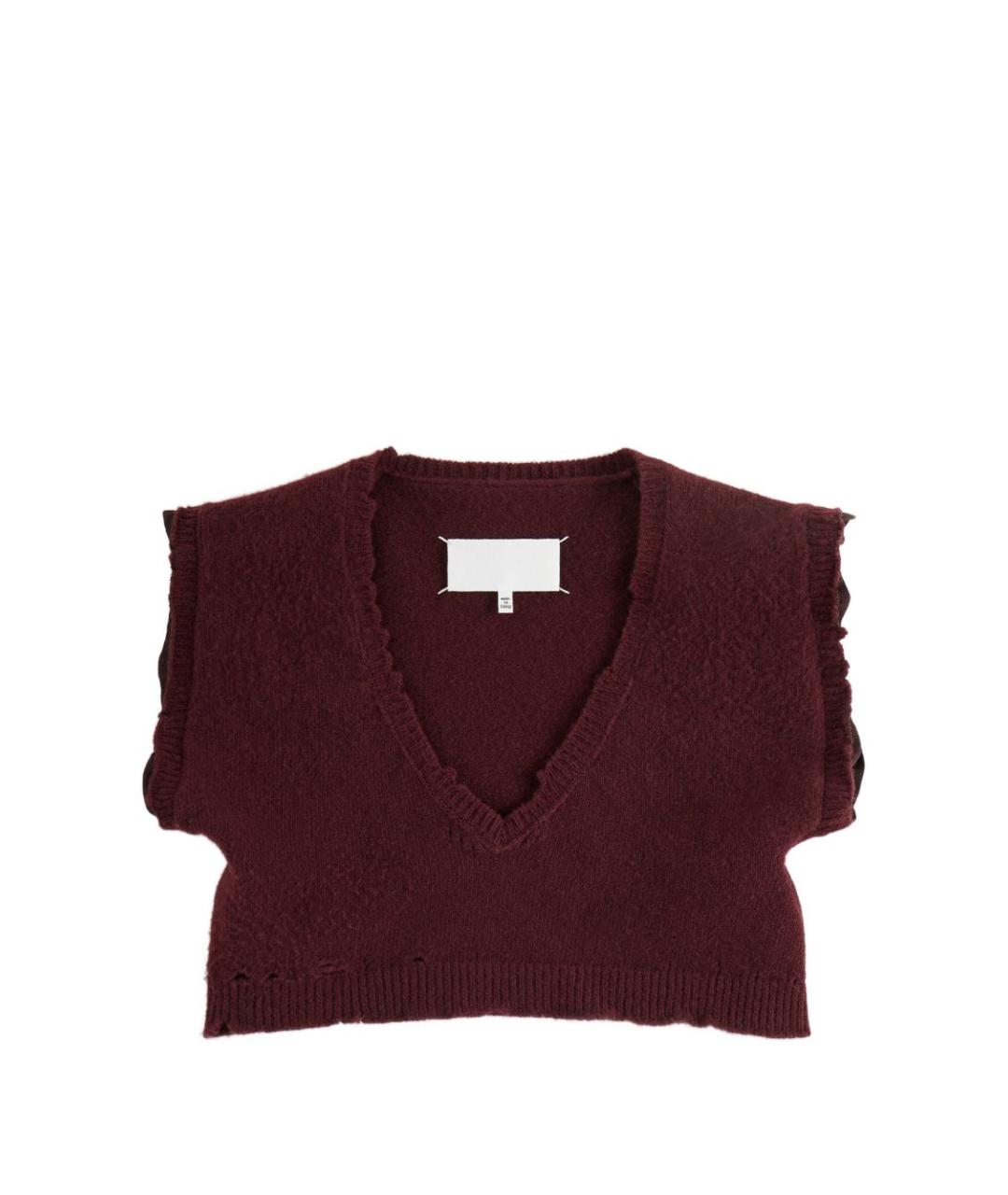 MAISON MARGIELA Бордовая шерстяная футболка, фото 1