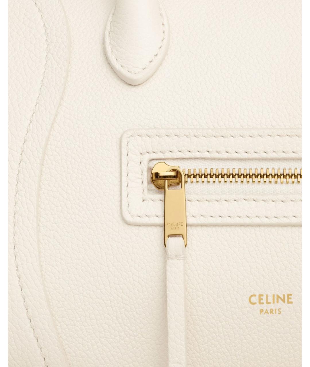 CELINE Белая кожаная сумка тоут, фото 4