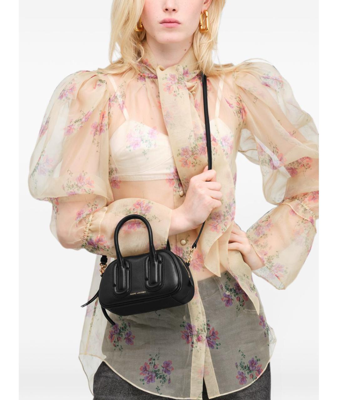 MARC JACOBS Черная кожаная сумка с короткими ручками, фото 2